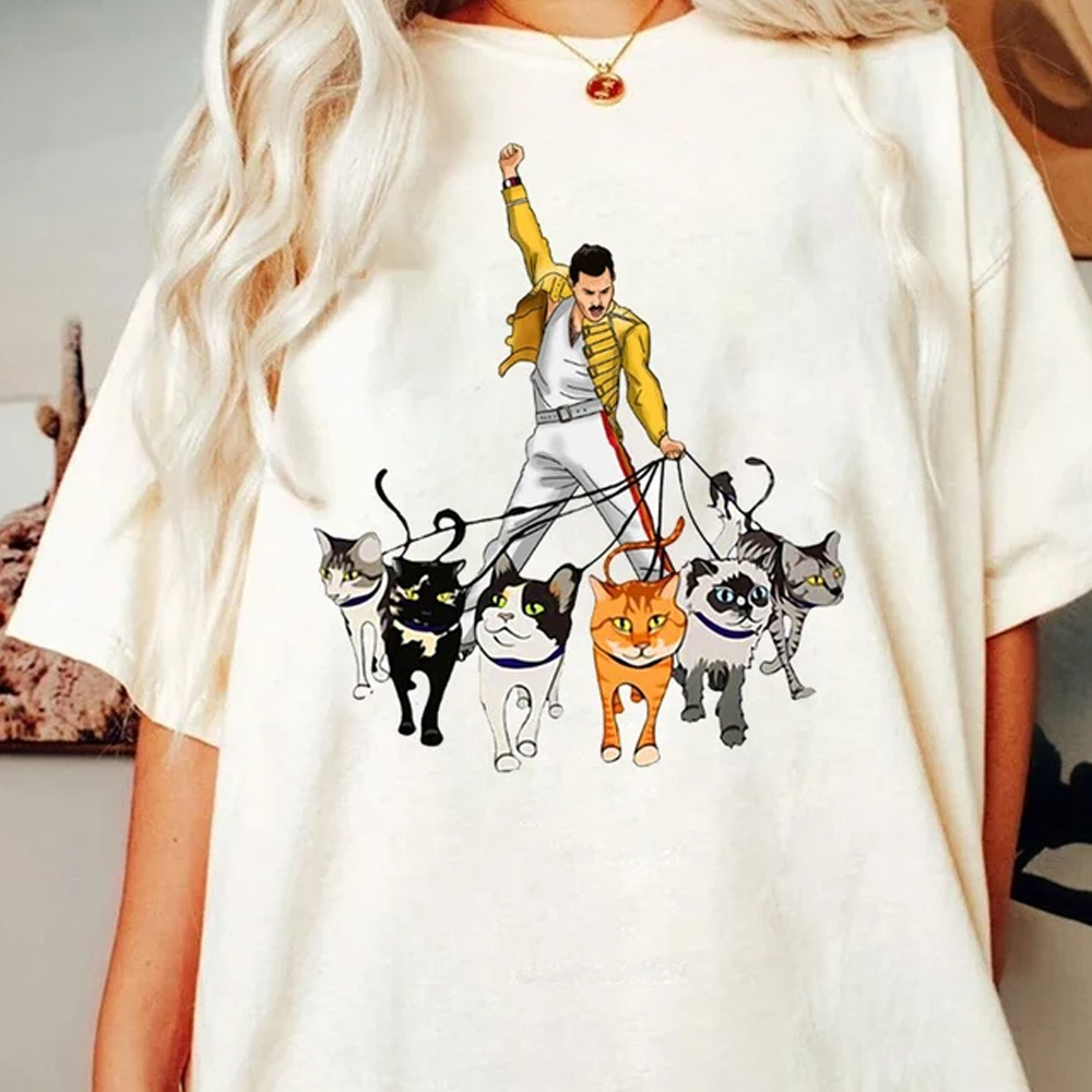 Freddie Mercury With His Cats Tshirt Freddie Mercury Bohemian Rhapsody Shirt